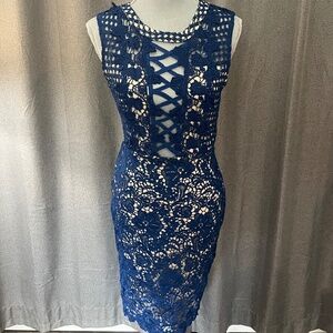 Soieblu Lace Appliqué Midi Dress